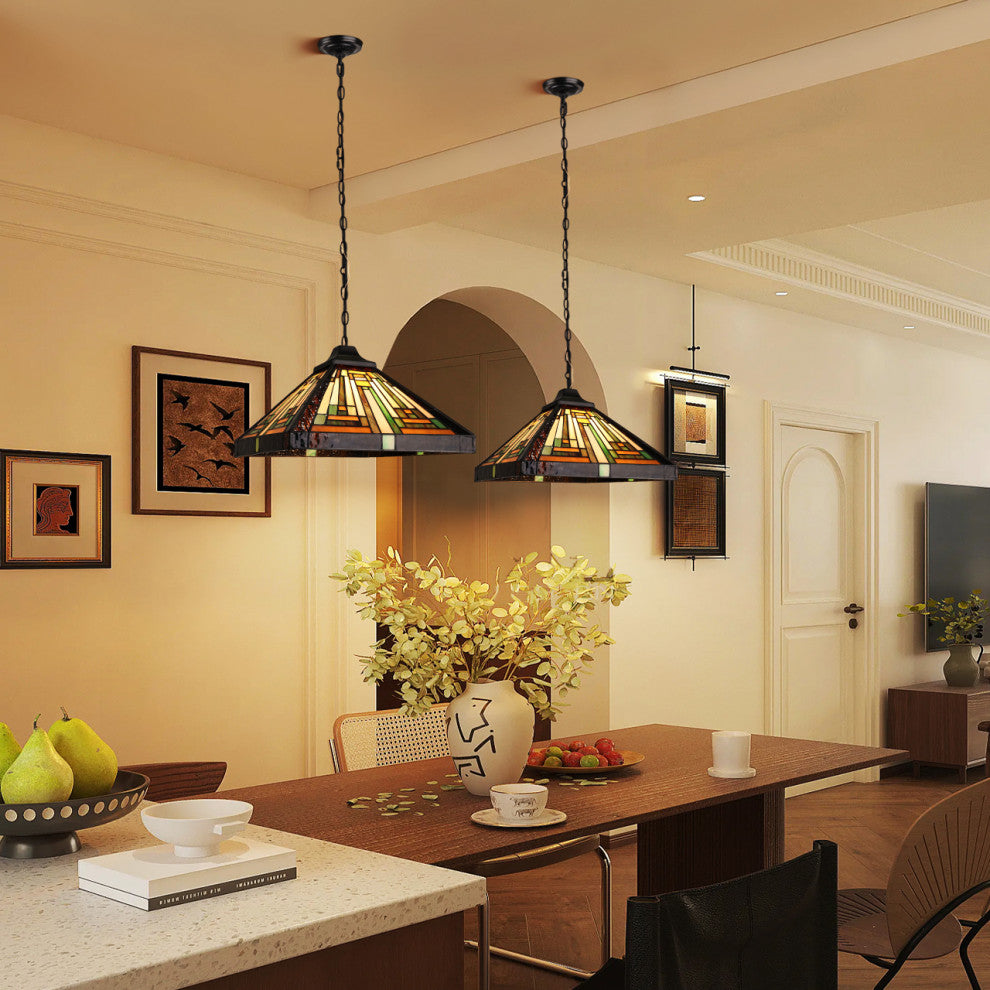 Innes Tiffany 1-Light Mission Ceiling Pendant 12" Shade