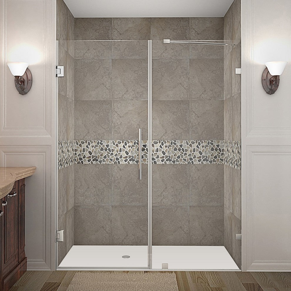 Aston Nautis 60"x72" Completely Frameless Hinged Shower Door, Stainless Steel