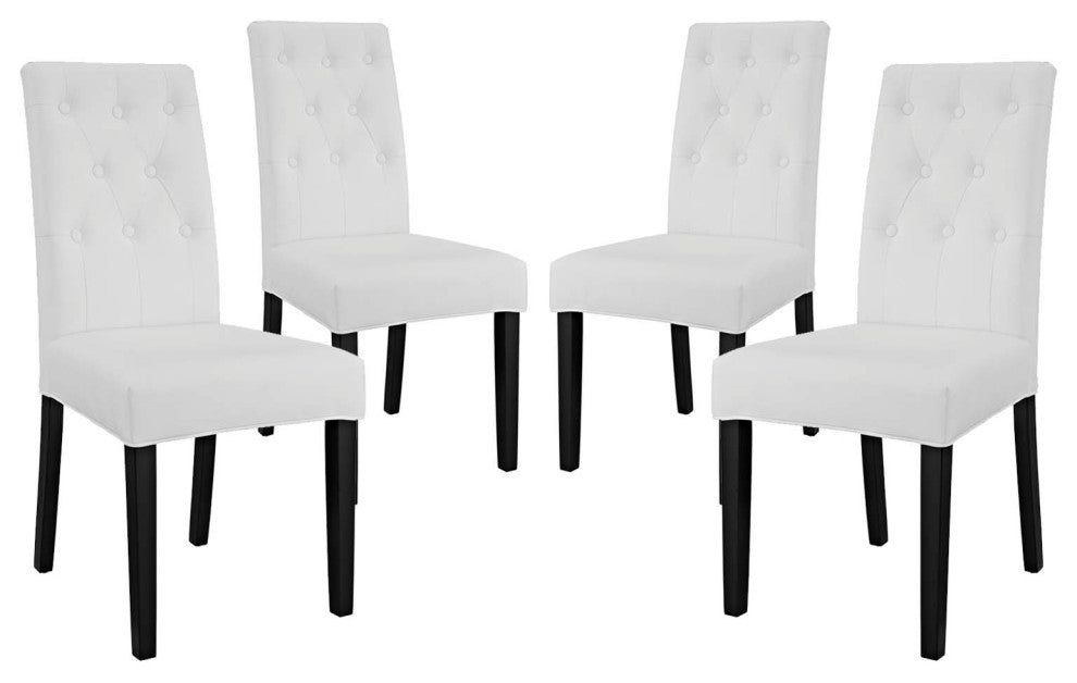 White Confer Dining Side Chair Vinyl Set of 4