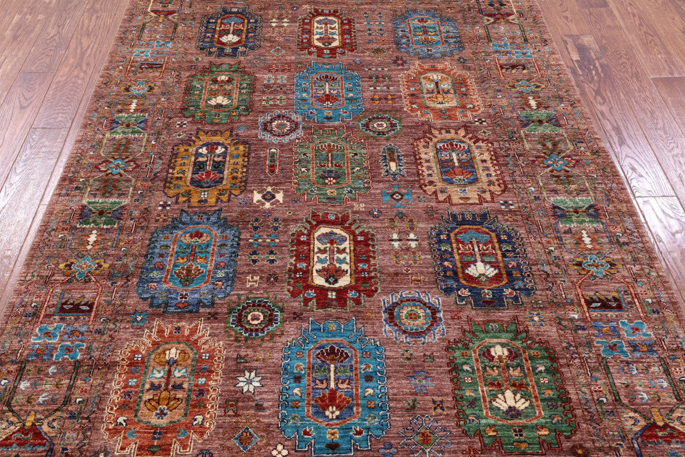 5' 8" X 8' 0" Fine Turkmen Ersari Handmade Wool Rug - Q12229
