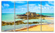 Saint Malo Fort National Beach, Seascape Canvas Art Print, 48"x28", 4 Panels