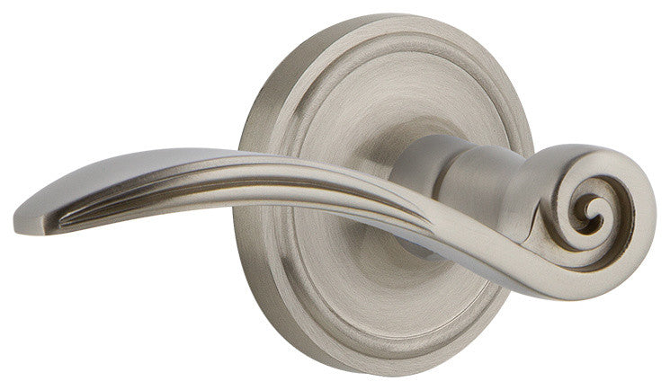 Classic Rose With Swan Lever, Satin Nickel, Privacy, Left-Handed