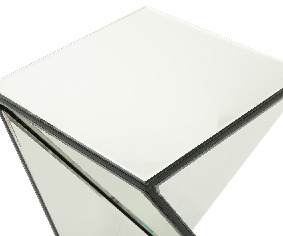 GDF Studio Amler Geometrical Mirrored Side Table