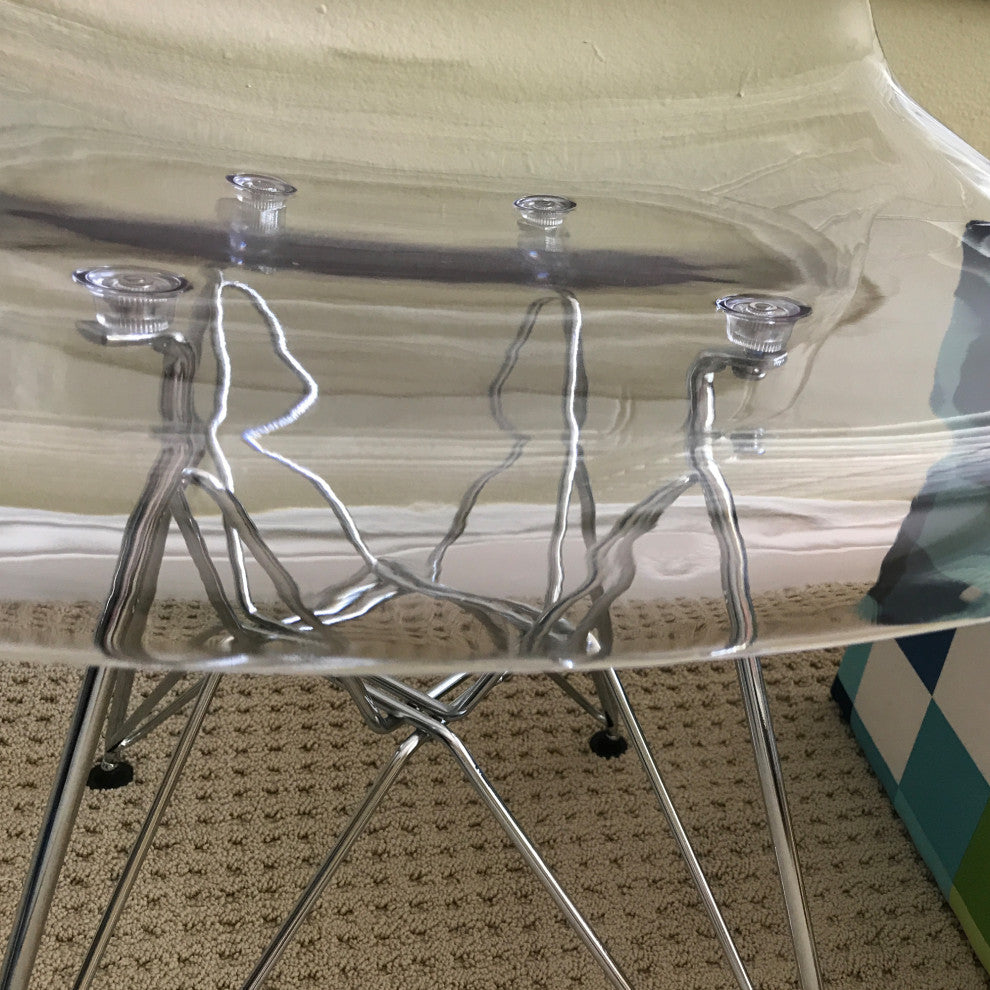 Paris Acrylic Dining Side Chair with Chrome Legs, Set of 4