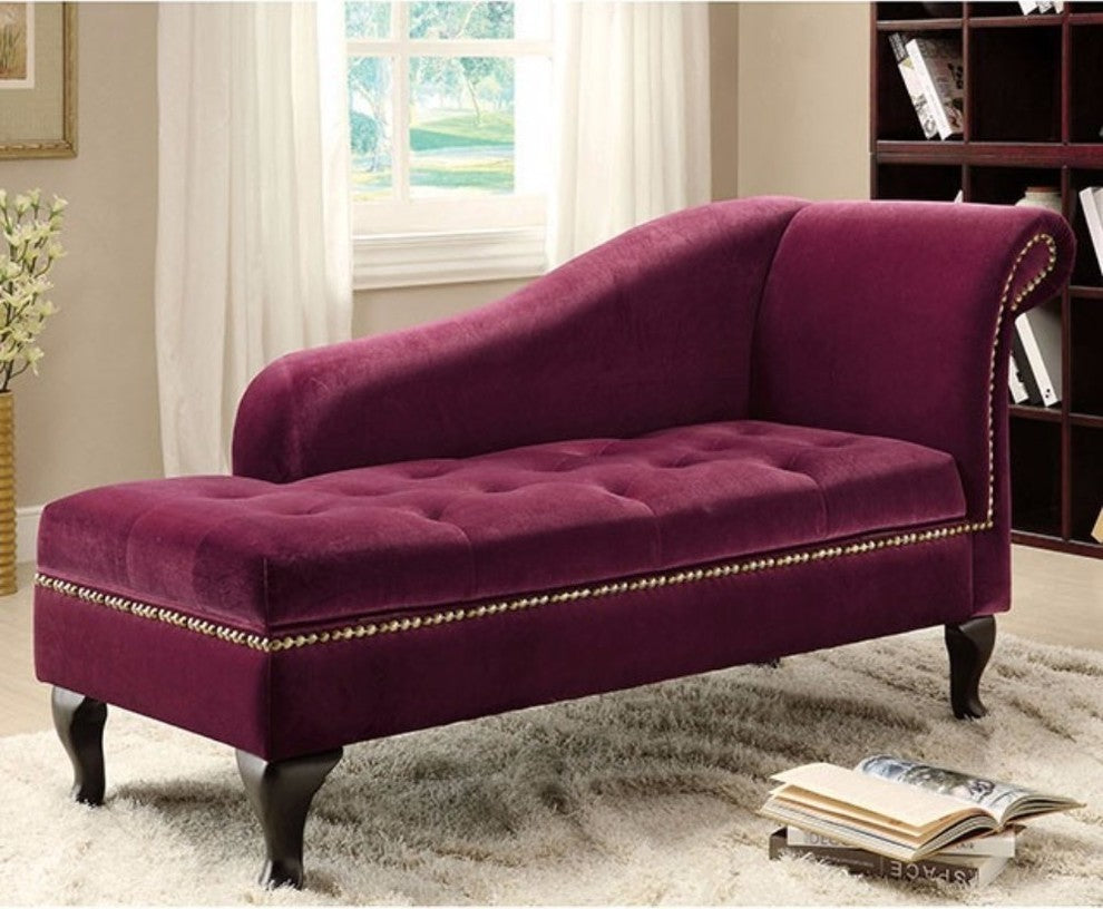 Contemporary Fabric Storage Chaise, Violet