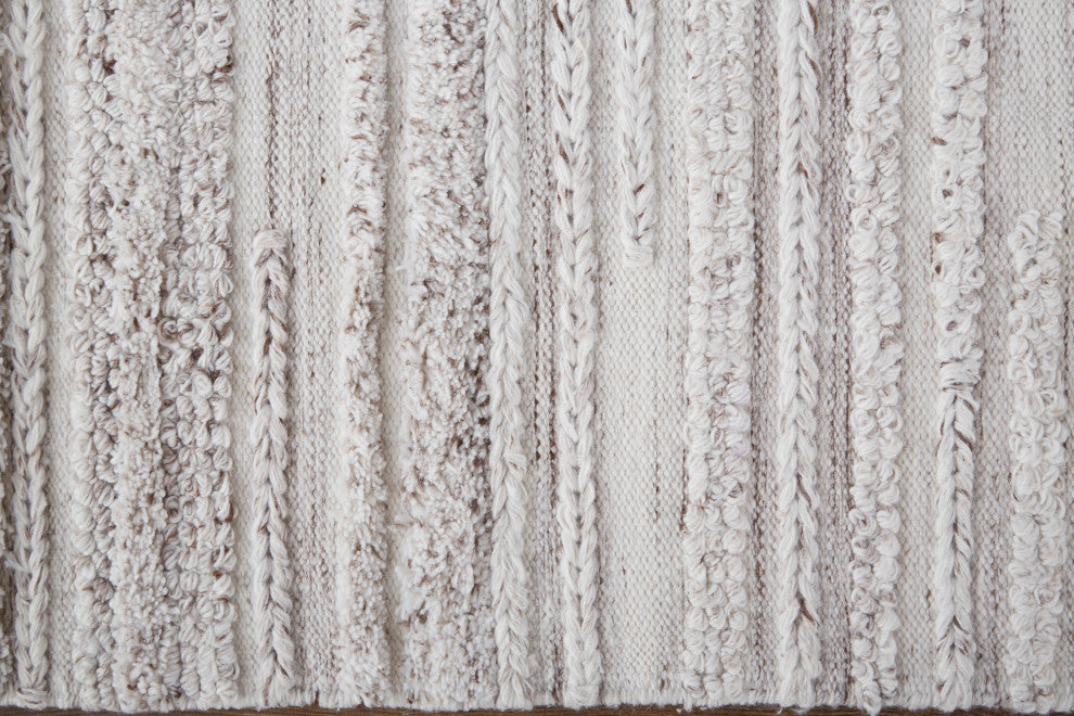 Weave & Wander Akton Shag Rug, Ivory/Carob Brown, 8ft x 10ft Rug