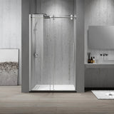 Massa Single Sliding Frameless Shower Door, Brushed Nickel, 48"x76"