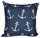 Anchor Whimsy, Geometric Print Outdoor Pillow, Navy Blue, 20"x20"