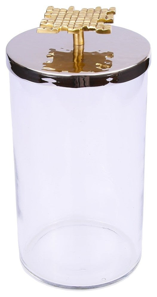 Classic Touch Glass Canister With Mosaic Handle