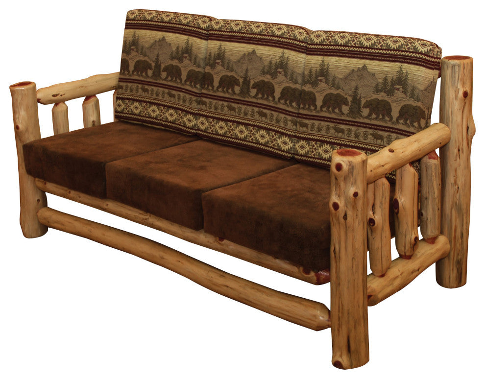 Red Cedar Log Santa Fe Couch, Bear Run and Palomino Tobacco
