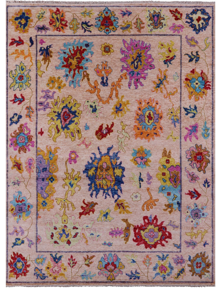 10' 1" X 13' 9" Hand Knotted Turkish Oushak Wool Rug - Q16112