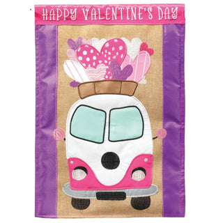 Flag Happy Valentine Day Bus 13x18
