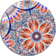 Brown And Blue Fractal Flower, Modern Floral Round Metal Wall Art, 11"