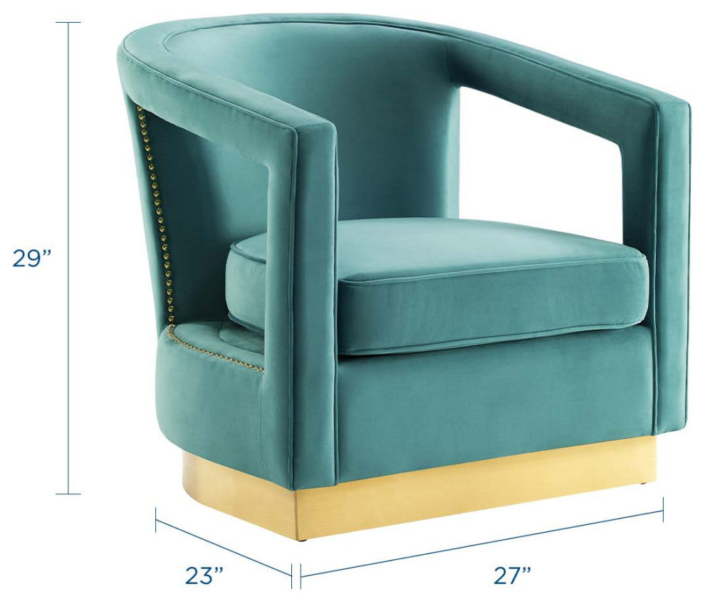 Armchair Accent Chair, Velvet, Blue, Modern, Living Lounge Hotel Hospitality