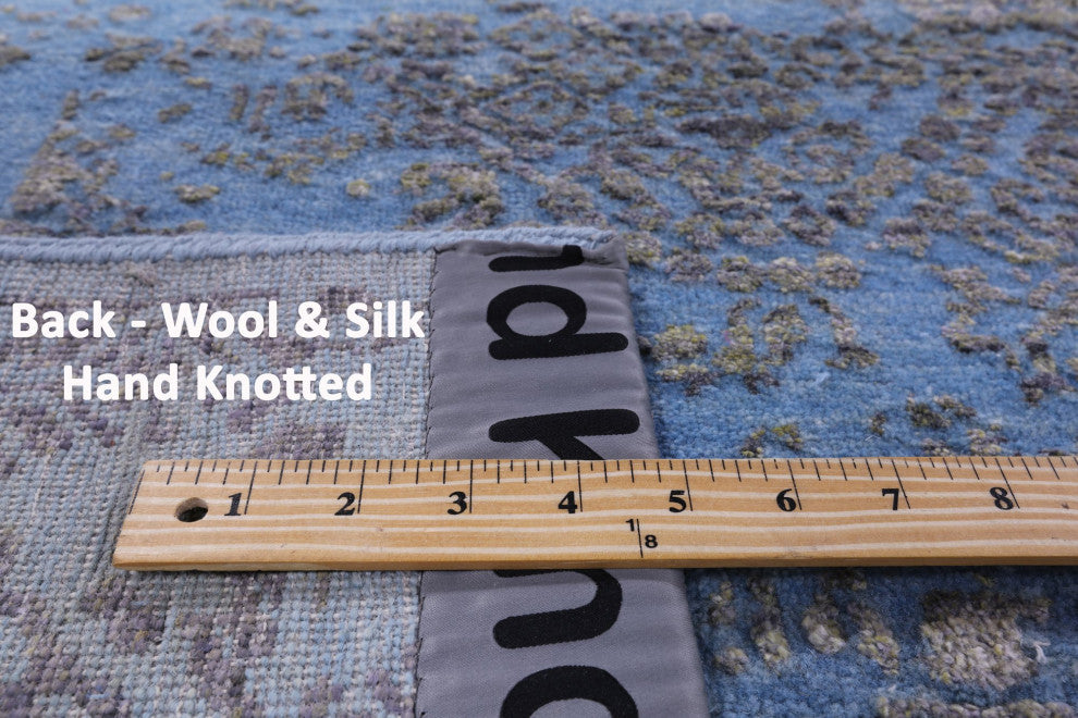 Wool and Silk Modern Handmade Rug 7' 10" X 10' 1" Q9138