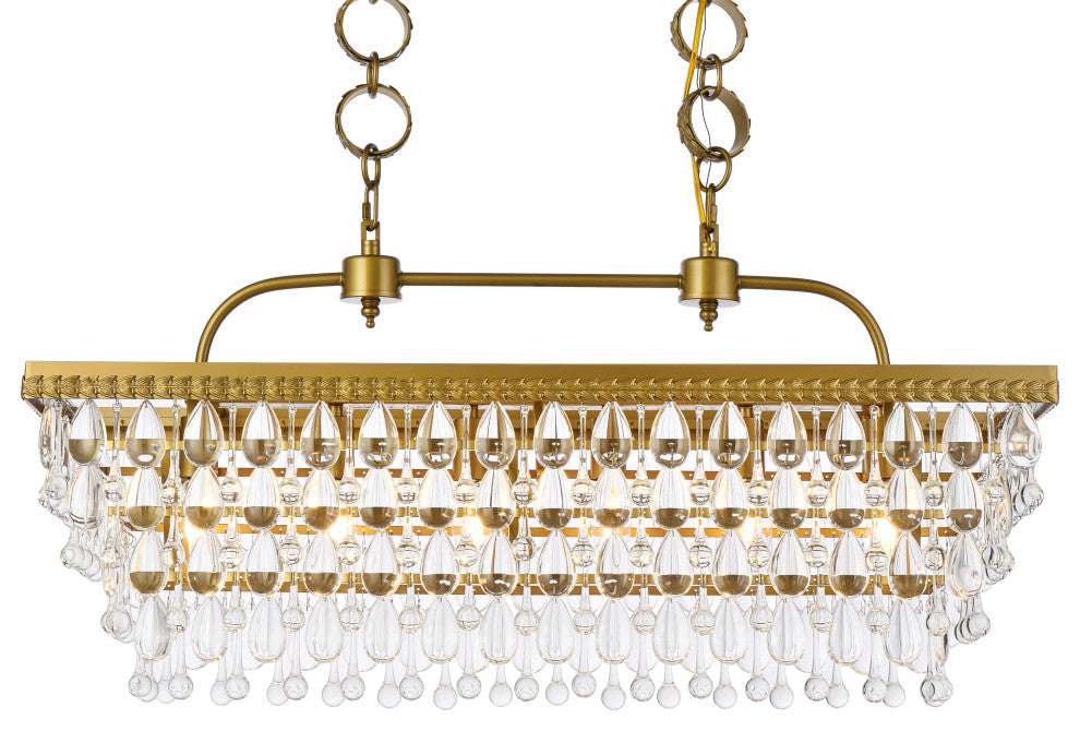 Nasir 32" Rectangle Pendant, Brass