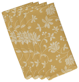Traditional Floral, Floral Print Napkin, Gold, Set of 4