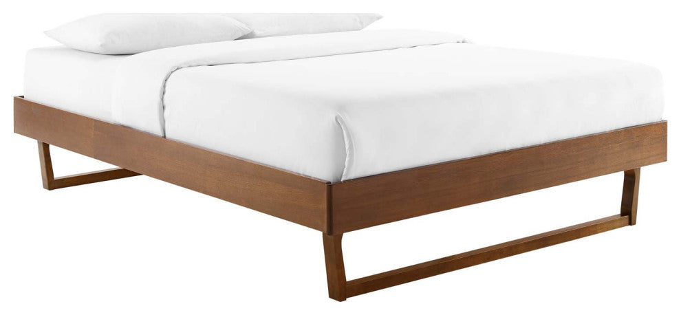 Billie King Wood Platform Bed Frame Walnut