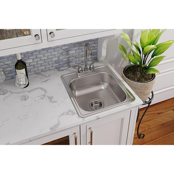 D117192 Dayton Stainless Steel 17" x 19" Drop-in Bar Sink, 2 Holes