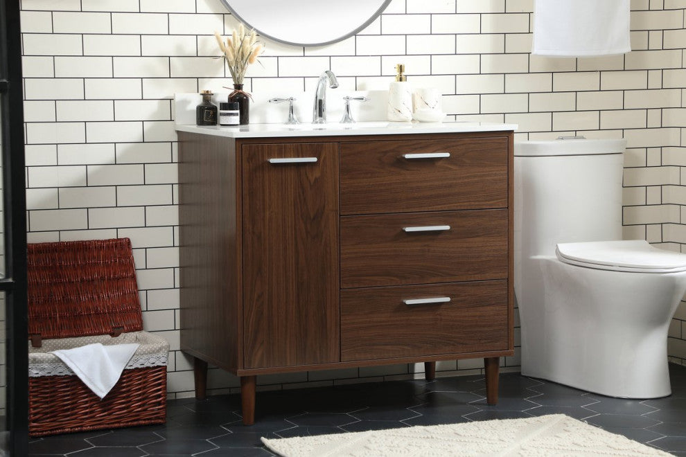 Elegant Decor Baldwin Bathroom Vanity Walnut