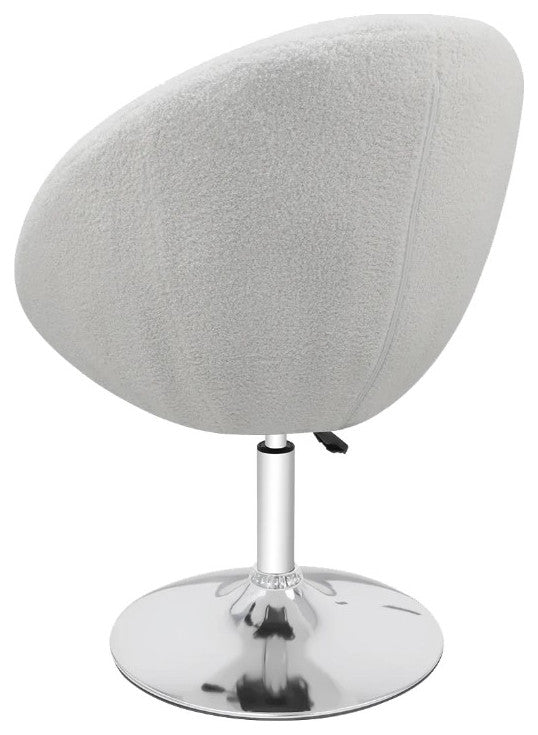 Antoinette Round Tufted Vanity Chair, White Boucle