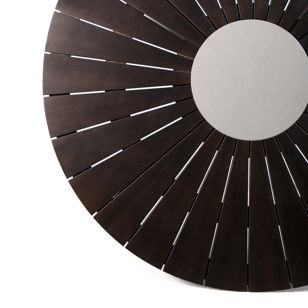 Sachi Outdoor Round Dining Table, Dark Eucalyptus