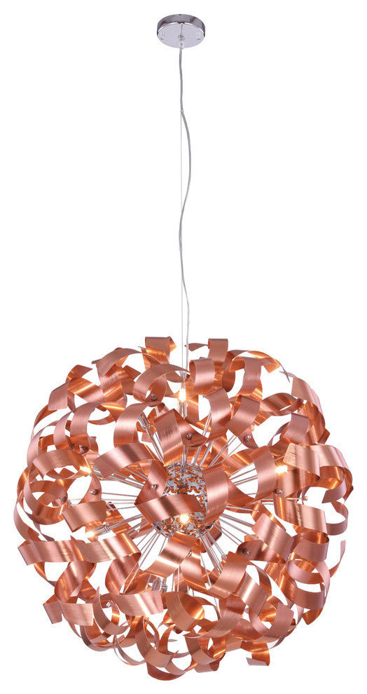 Elegant Lighting Fusion Collection Pendant, Brushed Copper