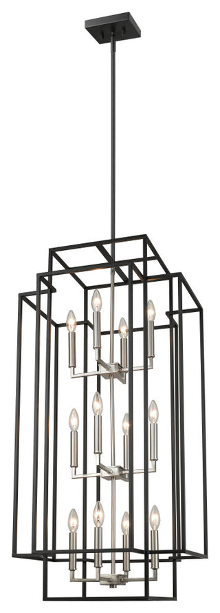 Z-Lite 12 Light Pendant, Black, Brushed Nickel, 454-42BK-BN