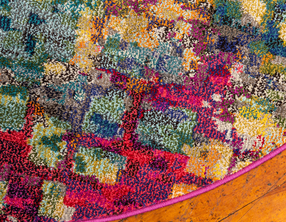 Unique Loom Multicolored Jardin Ivy 4' 0 x 4' 0 Round Rug
