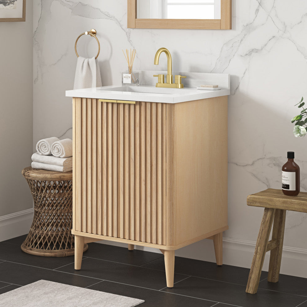 OVE Decors Gabi Single Sink Bathroom Vanity, Rustic Ash, 24", Single Sink