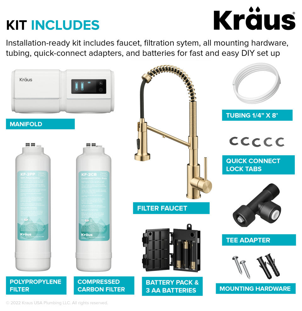 KRAUS Bolden Pull-Down Filter Kitchen Faucet SFACB w/ Purita Filtration System