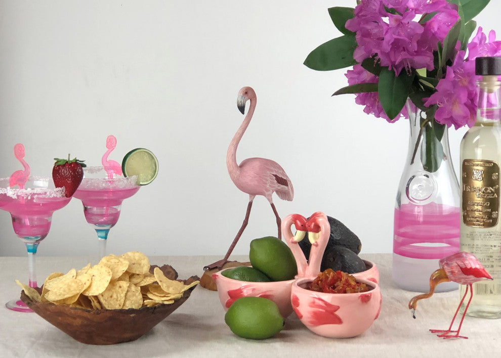 Retro Stripe Pink Margarita Glasses, Set of 2