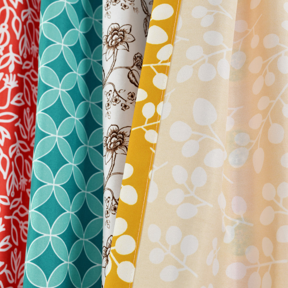 Boho Patch Window Curtains Set, 84"x45"