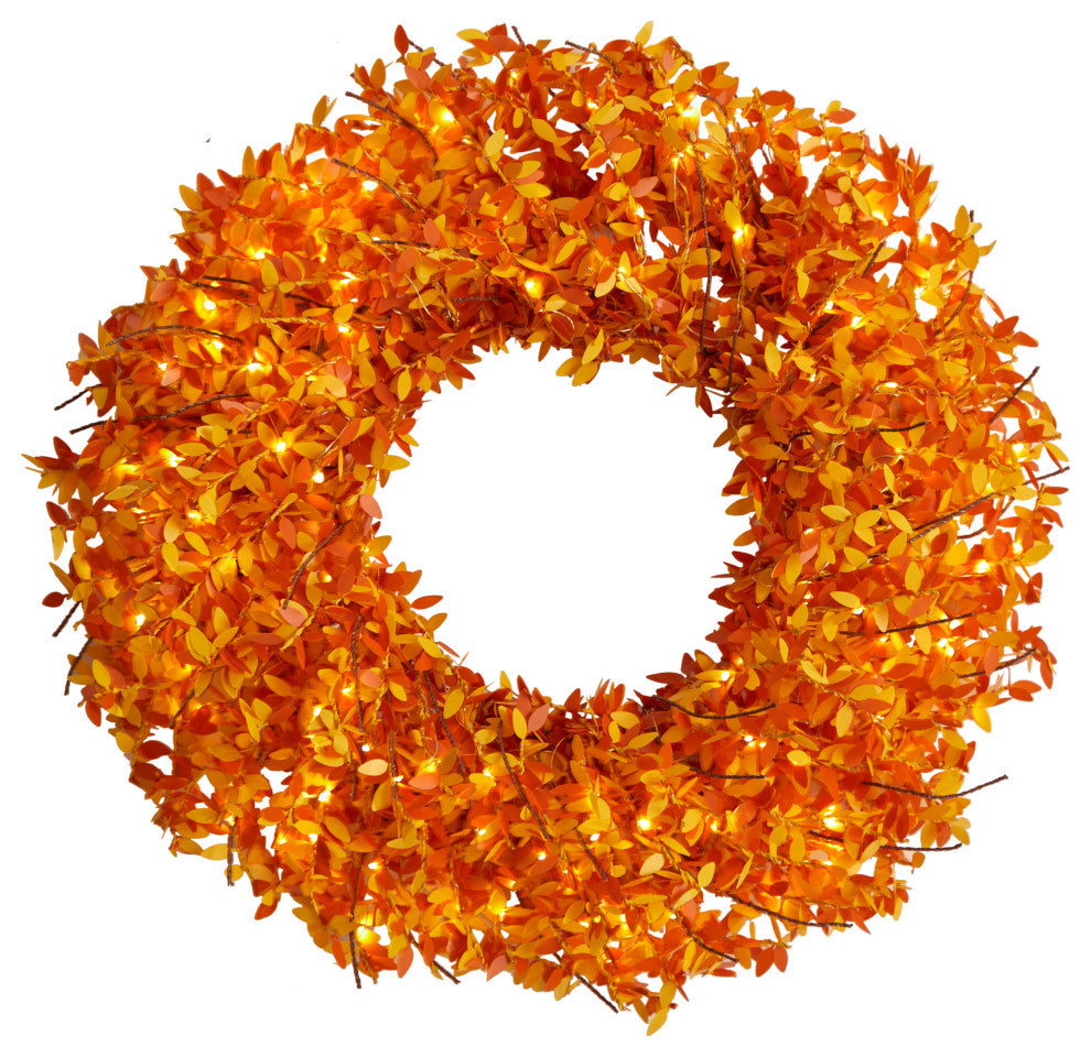 24" Harvest Fall Pre-Lit Wreath With 100 Micro Dot LED Lights