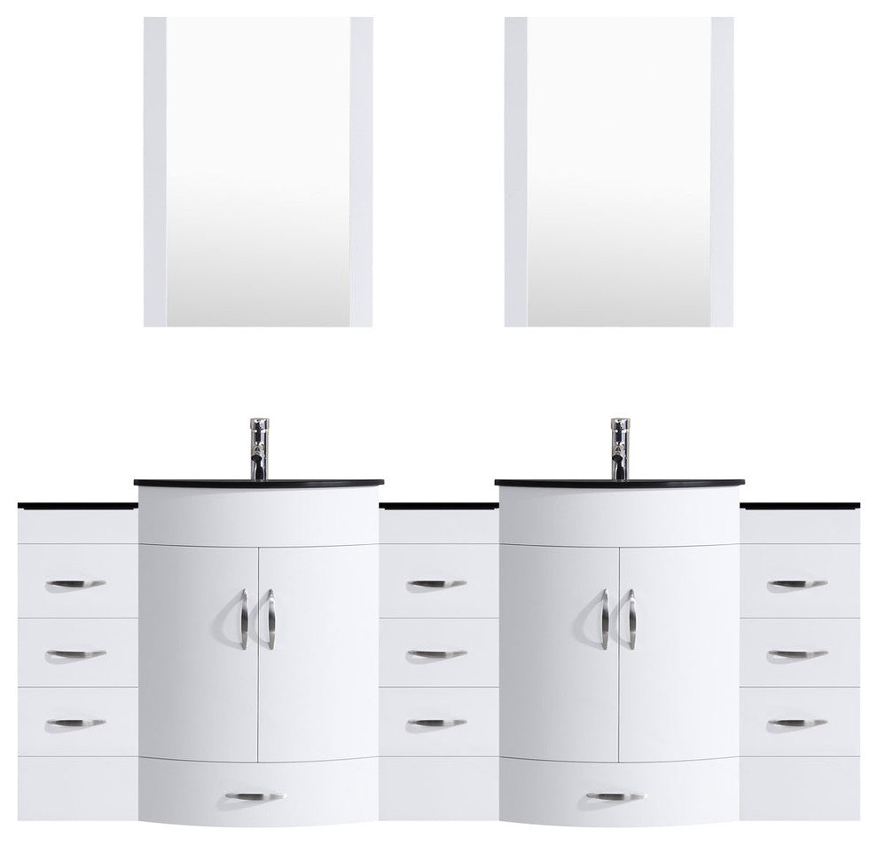 108" White Vanity, 36" Double Sink Bases, Double 12 Drawer Bases, LV5-C21-108-W