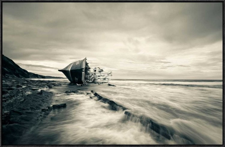 "Defeated By The Sea" Framed Canvas Giclee by Inigo Barandiaran, 37x24"