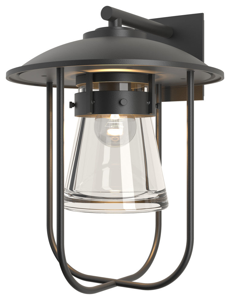 Erlenmeyer Large Outdoor Sconce, Coastal Black Finish, Clear Glass