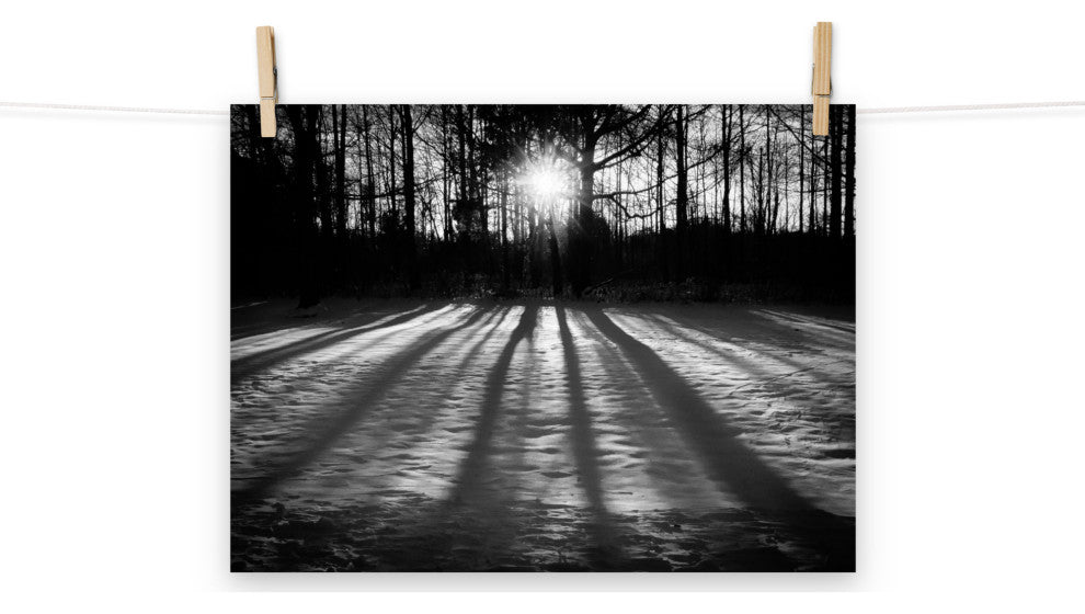 Country Wall Art: Winter Shadows Black & White Landscape Unframed Print, 12" X 16"