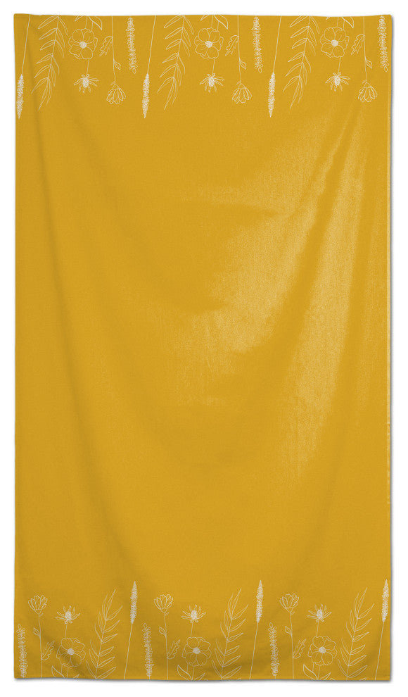 Handdrawn Flowers Yellow 58x102 Tablecloth