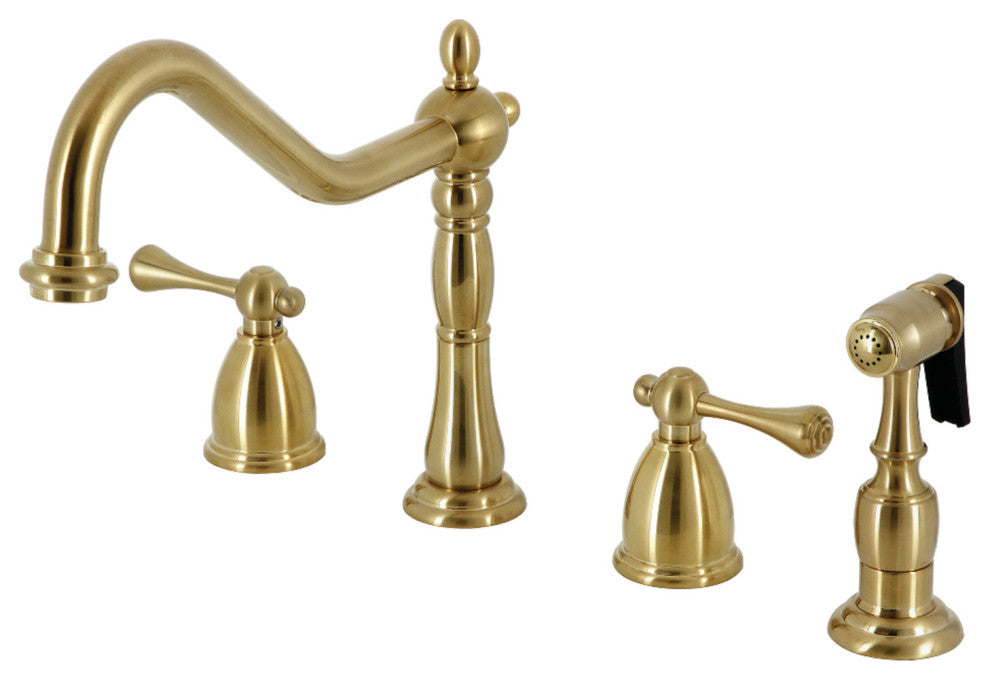 Kingston Brass KB1797BLBS Widespread Kitchen Faucet, Brass Sprayer
