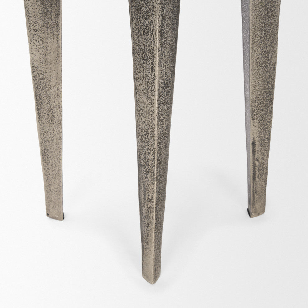 Maggie Textured Silver Nickel Cast Aluminum Metal Accent Table