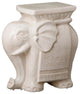 Elephant Stool, White Crackle 18x9.5x17.5