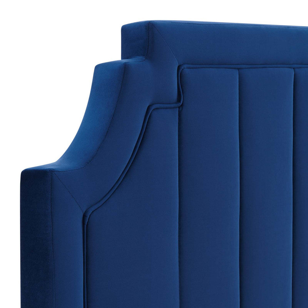 Alyona Channel Tufted Performance Velvet King/California King Headboard-Navy