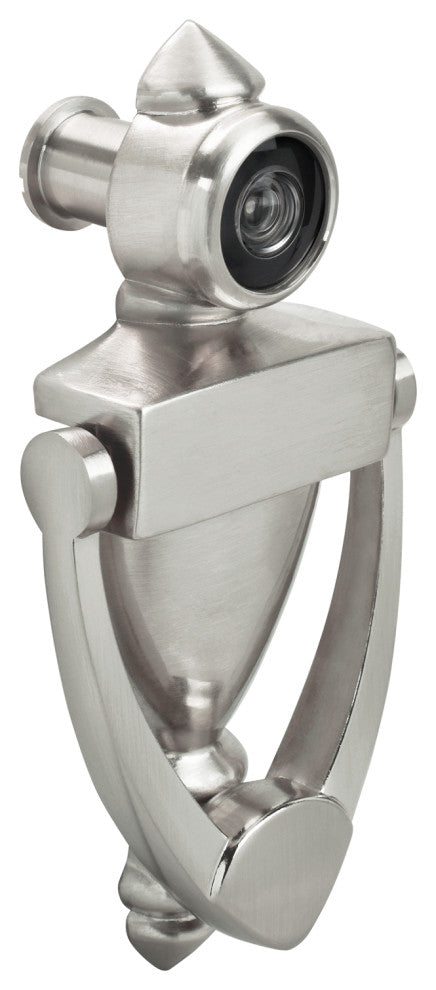 Nuk3y 5.5" High Knocker With 220 Degree Viewer, Satin Nickel