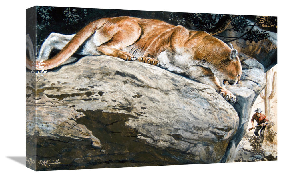 "Cougar's Revenge" Stretched Canvas Giclee by Mort Kunstler, 22"x14"