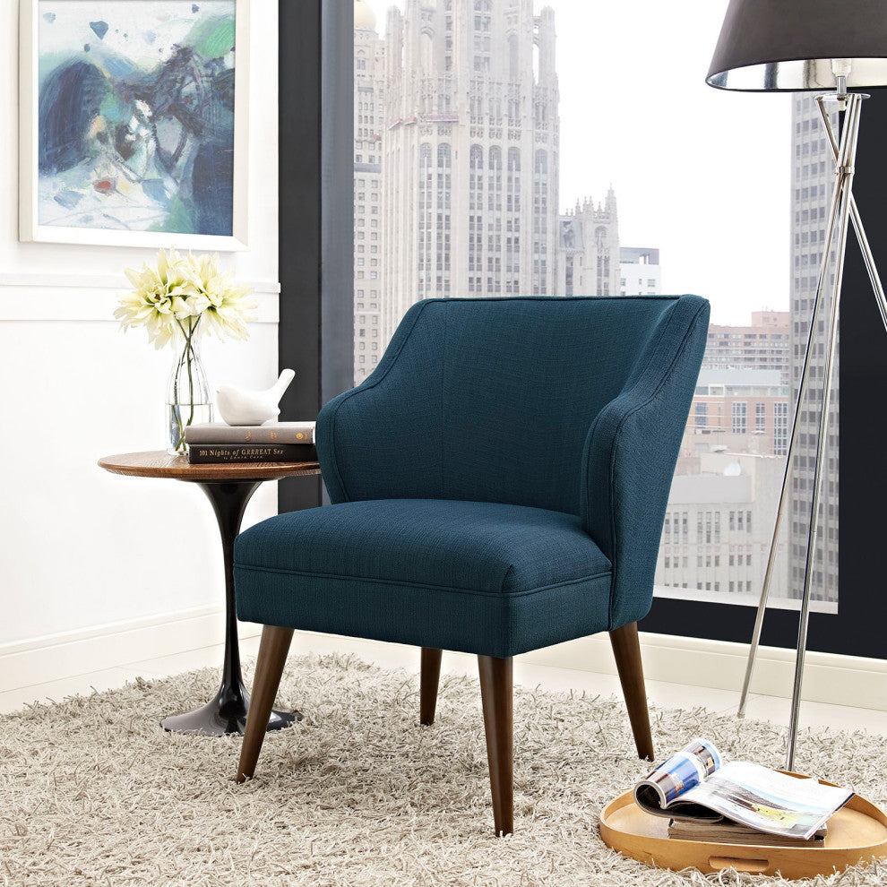 Modern Azure Swell Upholstered Fabric Armchair