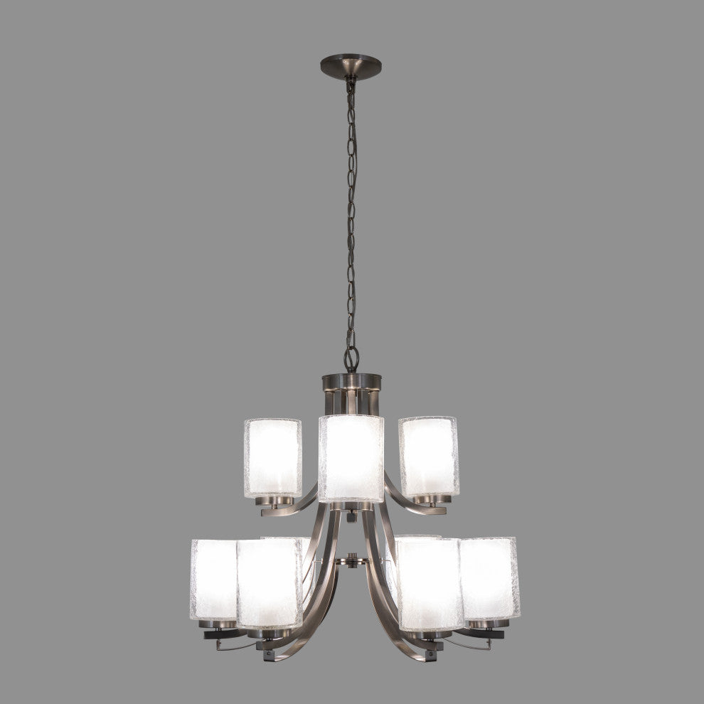 Modern Classic 9-Light Chandelier, Satin Nickel
