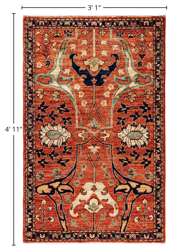 Serapi One-of-a-Kind Hand-Knotted Area Rug Red, 3'1" x 4'11"