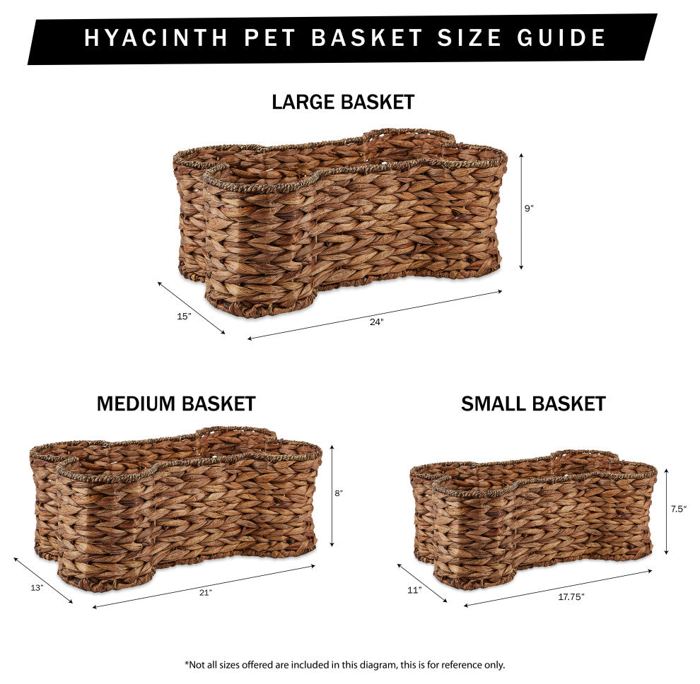Bone Dry Dark Brown Hyacinth Bone Pet Basket Large