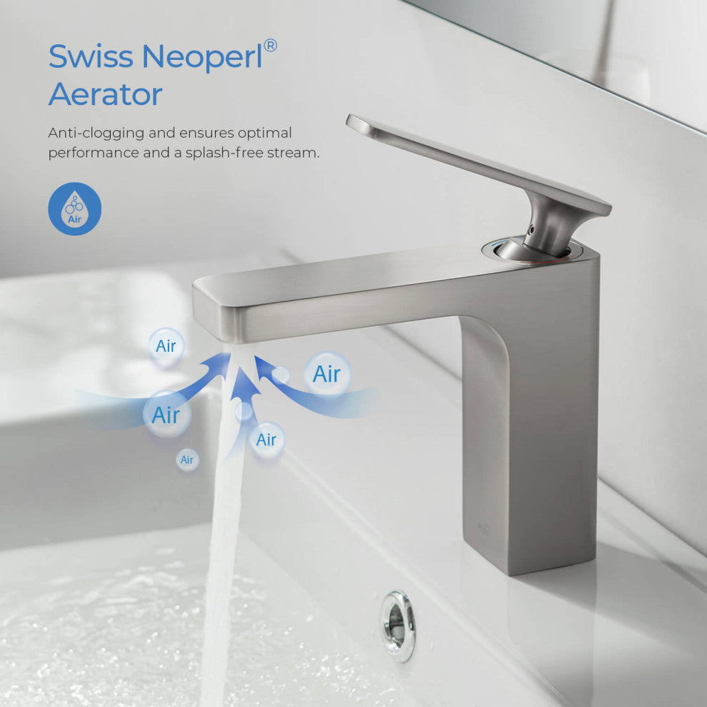 Infinity Single Handle Bathroom Faucet KBF1006, Brush Nickel, W/ Drain